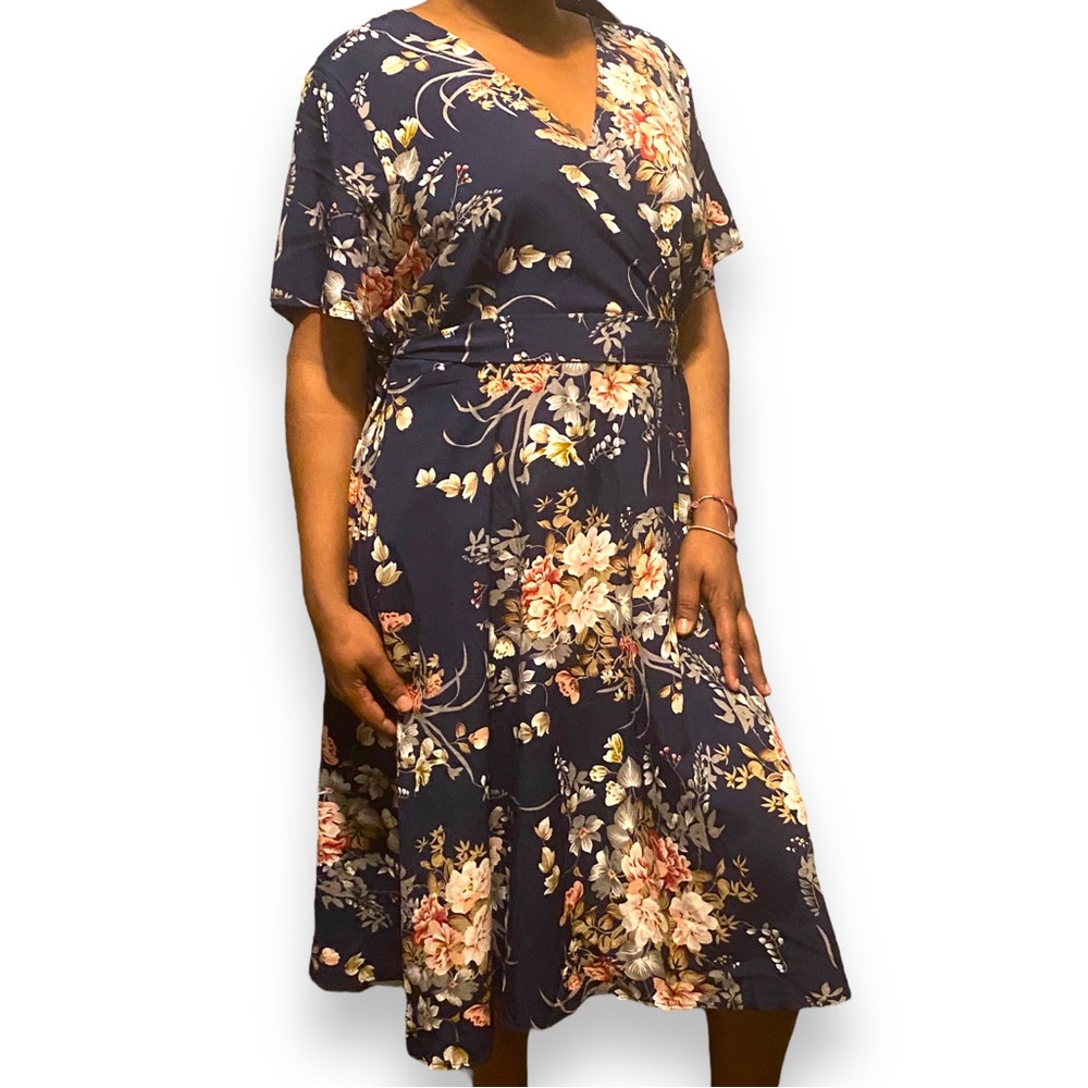 Blue Spring/Summer Floral Dress Women’s 1XL